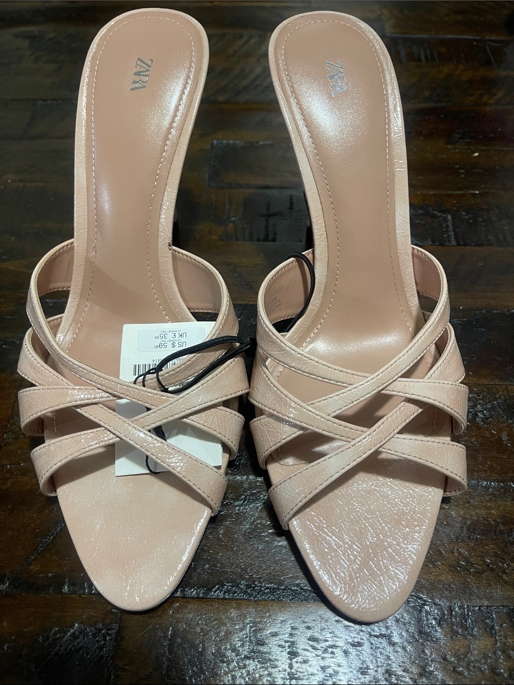 Zara Nude Blush Crisscross Slide Mules